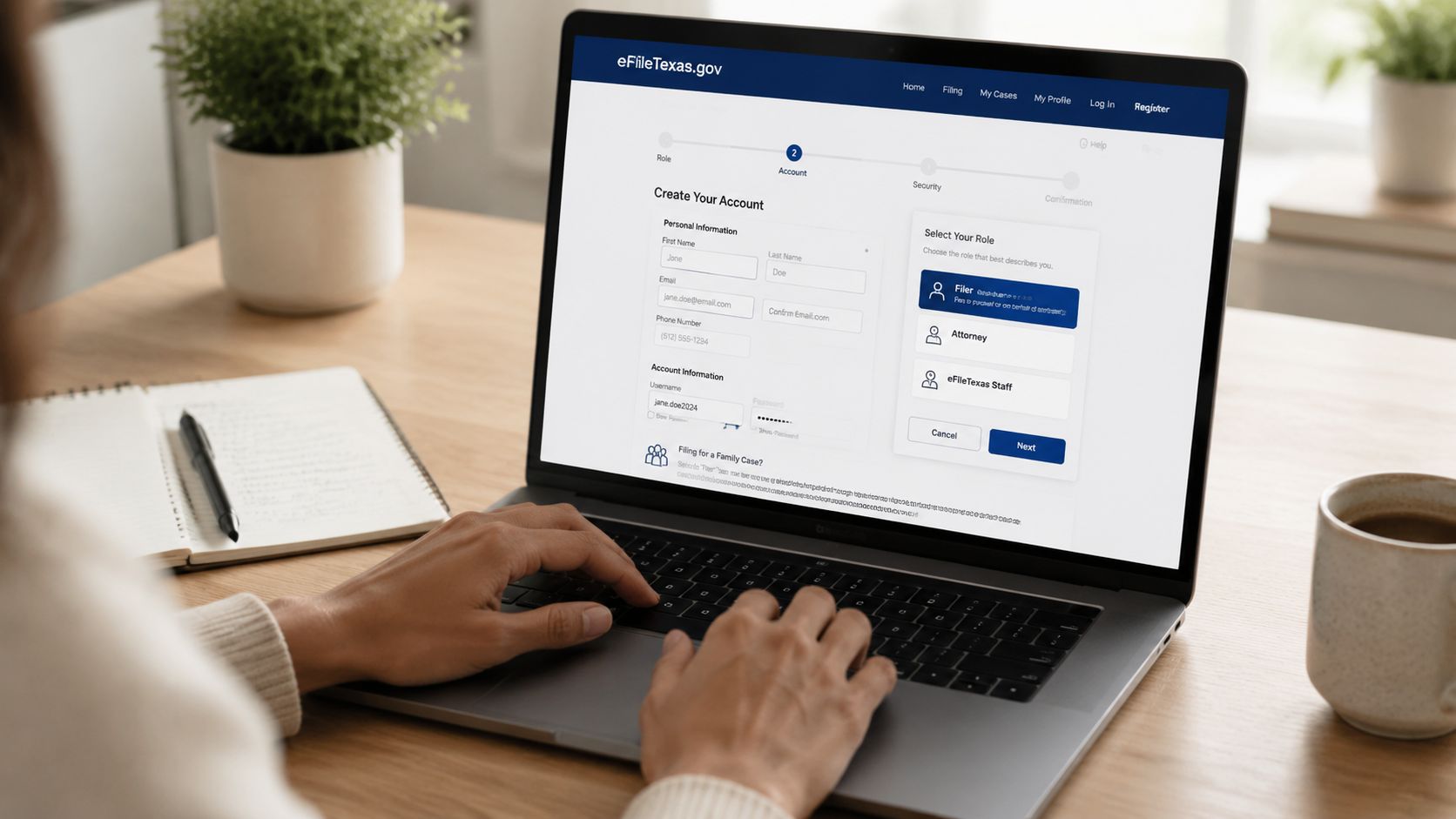 Screenshot from https://www.efiletexas.gov/